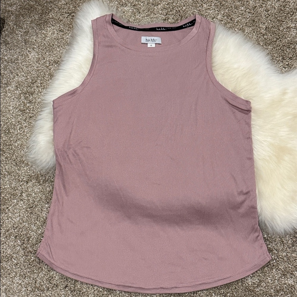 Nicole Miller Pajama Ribbed Tank & Short Sleep Set Dusty Rose Size S - Picture 4 of 7